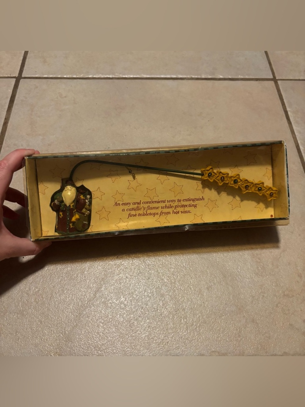 Vintage Debbie Mumm Button Santa Candle Snuffer with Star Handle